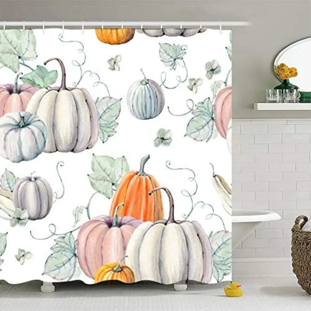 

Thanksgiving Pumpkin Shower Curtain Autumn Harvest Festival Farm Bathroom Decor Curtains Bathroom Curtain Polyester Cloth Fabri