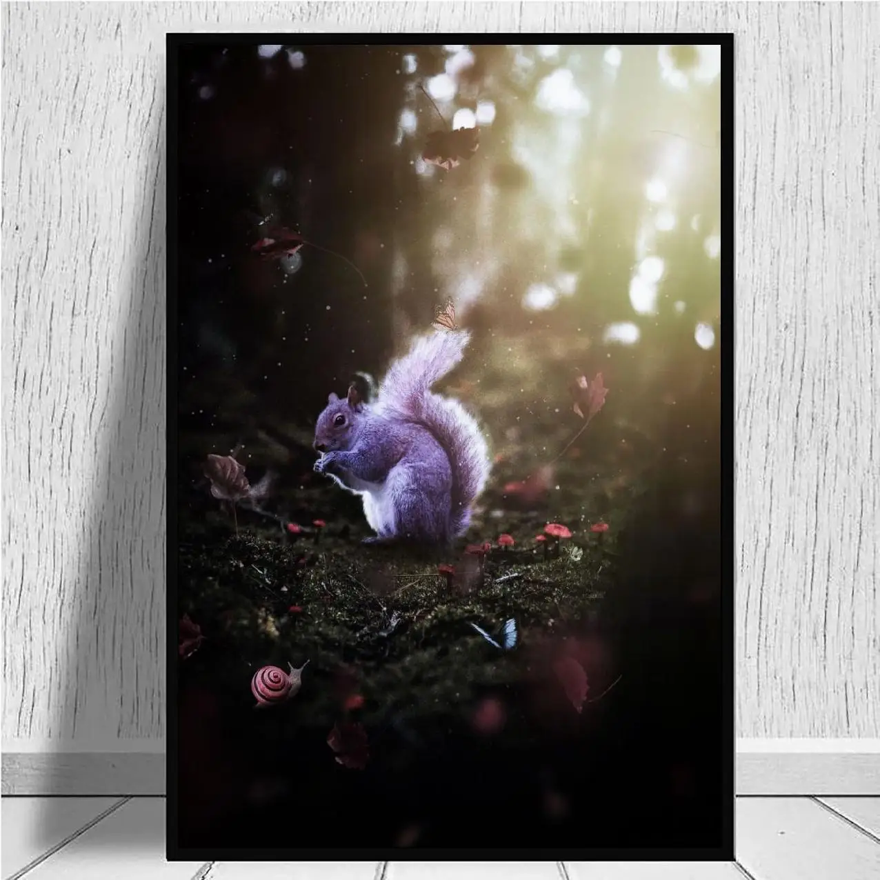 Фиолетовый белка в Вуд холст Животных Художественный принт настенный плакат