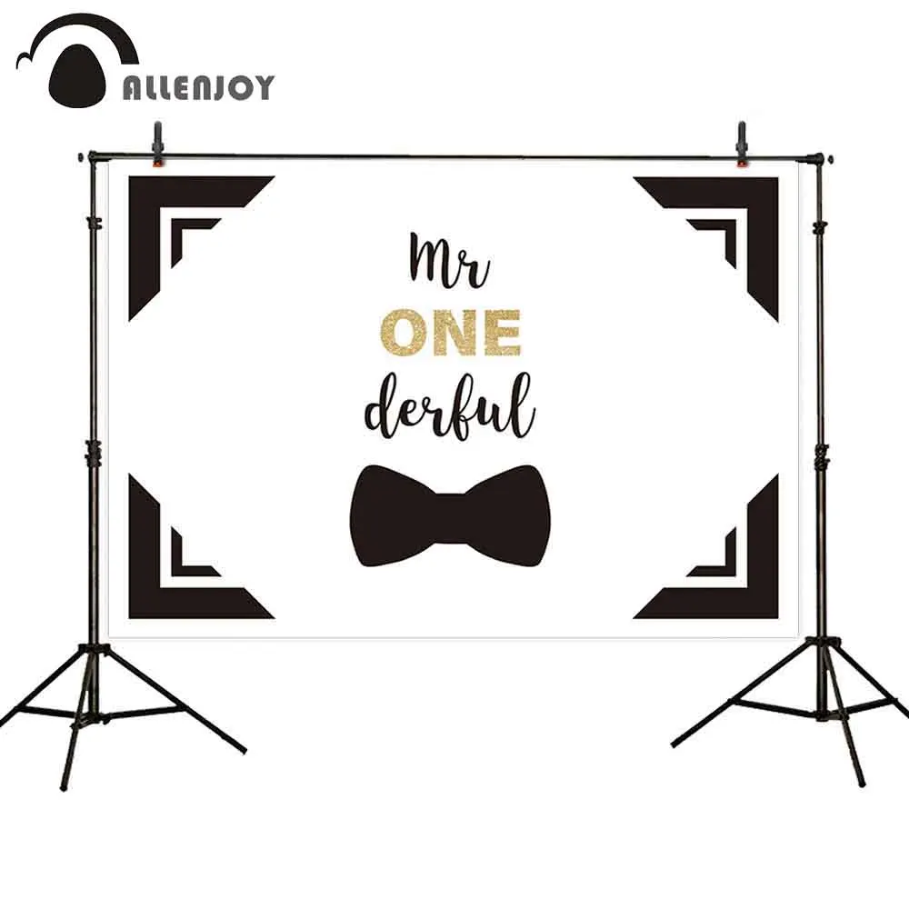 Allenjoy Мой один дварфпул фотозонт Декор чёрным гaлстyкoм до рамка в белом костюме
