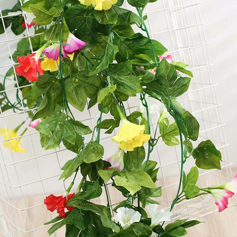 

Artificial Flower 2.4m Morning Glory, Home Decoration Fake Flower, Ventilation Duct Winding Shopping Mall Window Pendant DIY