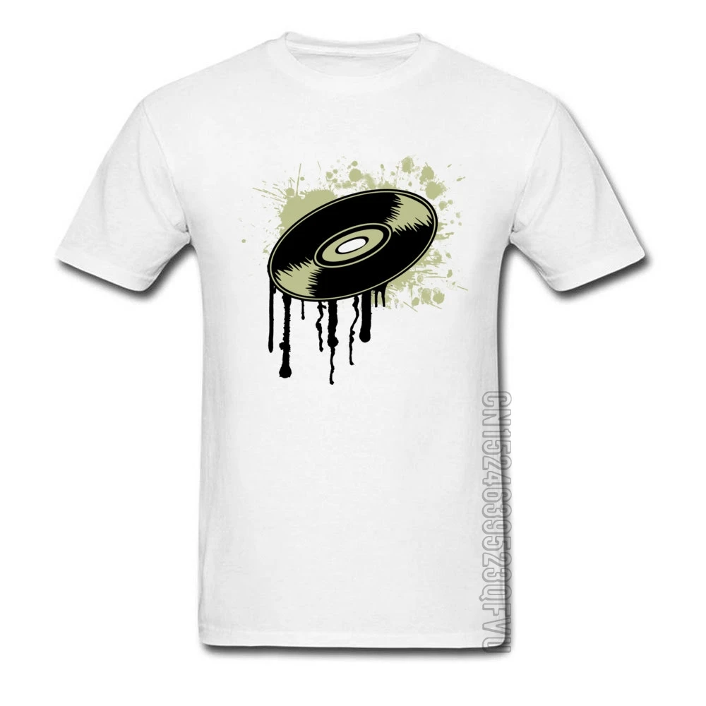 Осень зима мужские футболки винил брызги записей Музыкальный футболка 2018 новое