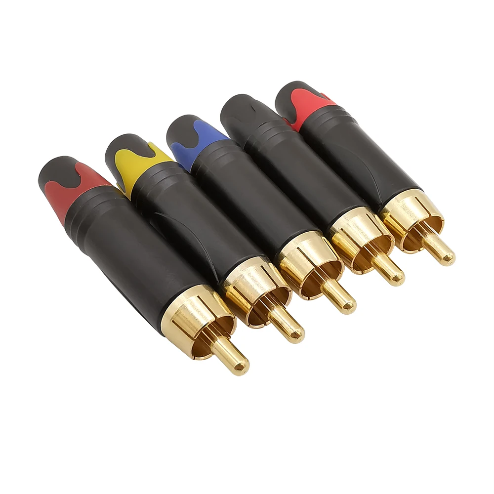 Аудиокабель 5 шт./лот RCA 4 мм разъем с золотым покрытием штекер Hi-Fi переходник для