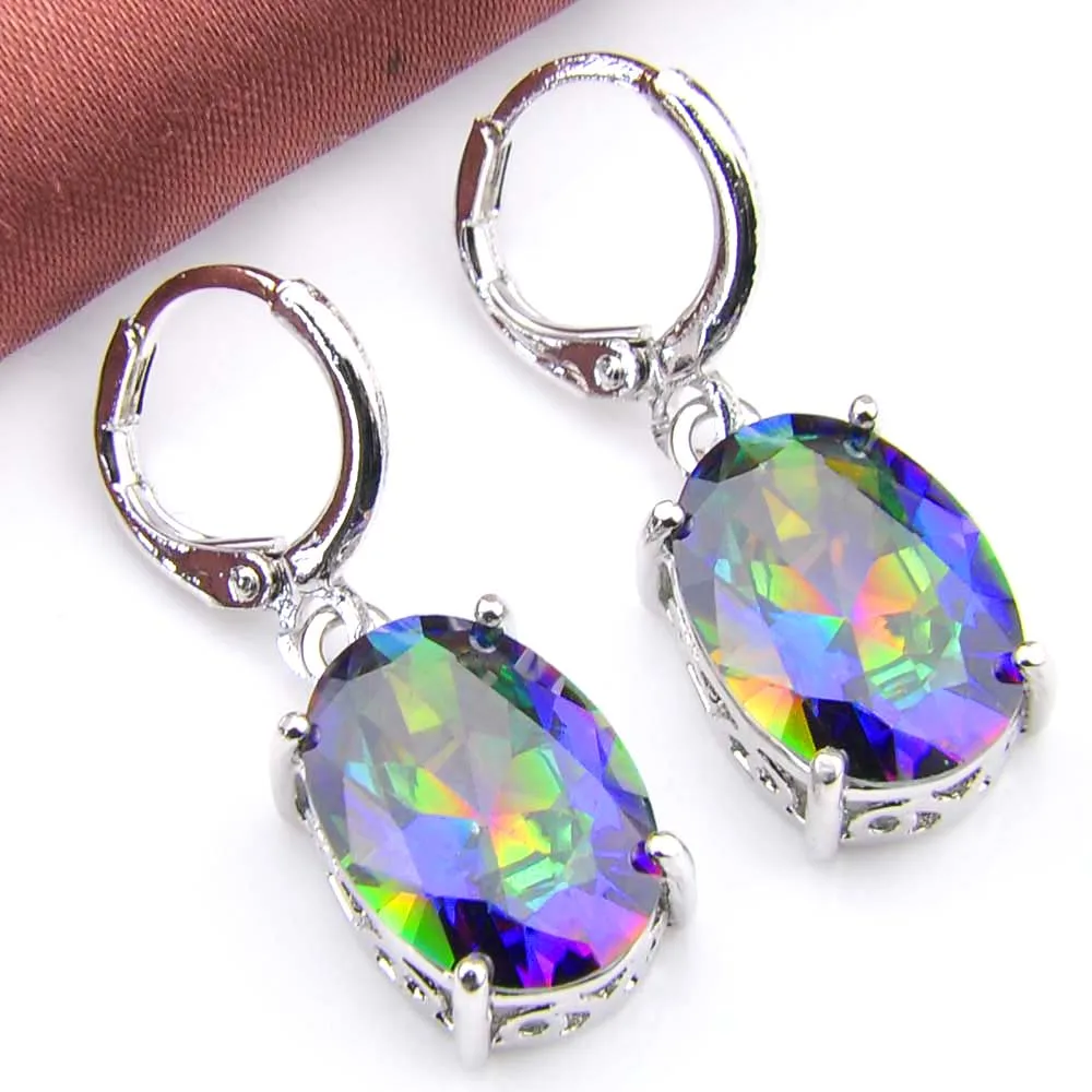 Luckyshine овальные серьги Радуга для женщин Серебряные модные стильные синие