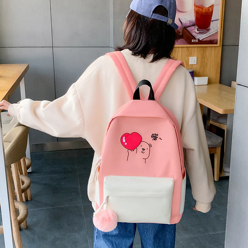 

COSTAR 4PCS/SET Kids School Bags Women Nylon Backpack Children Shoulder bag Cute Satchel Schoolbag For Girls Mochila Escolar