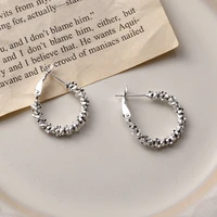 silvology 925 sterling silver shine cauliflower large hoop earrings for women heavy minimalist silver earring korea jewelry gift