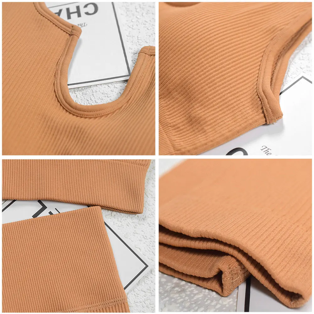 

Women Sportwear Athletic Active Seamless Suit 4-Way Stretch 2 Piece Yoga Set U-neck Sexy GYM Bra & Leggings Training Tracksuit