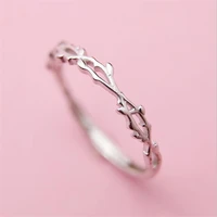 new simple twig thorn leaf 925 sterling silver jewelry not allergic popular branch exquisite women opening rings r127
