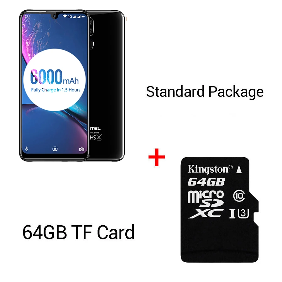 Black N 64GB Card OUKITEL K9 водослива 7,1" FHD+ 1080*2244 16MP+ 2MP/8MP мобильный телефон 4GB 64GB Face ID смартфон 6000mAh 5 V/6A Быстрая зарядка OTG - Цвет: Black N 64GB Card
