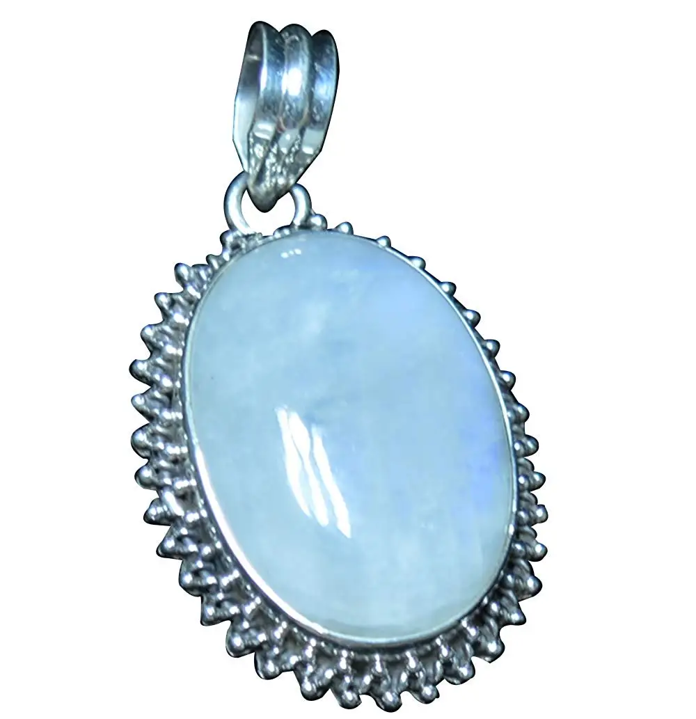 Кулон из настоящего голубого лунного камня серебро 925 пробы 41 2 мм 2SP0620|Подвески| |