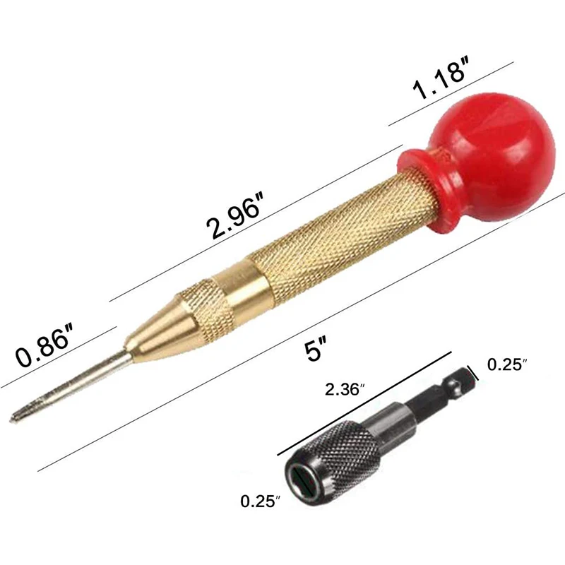 

8Pcs HSS Spiral Combination Drill and Tap Bits with Automatic Spring Loaded Center Punch Tool 1/4Inch Hex Shank