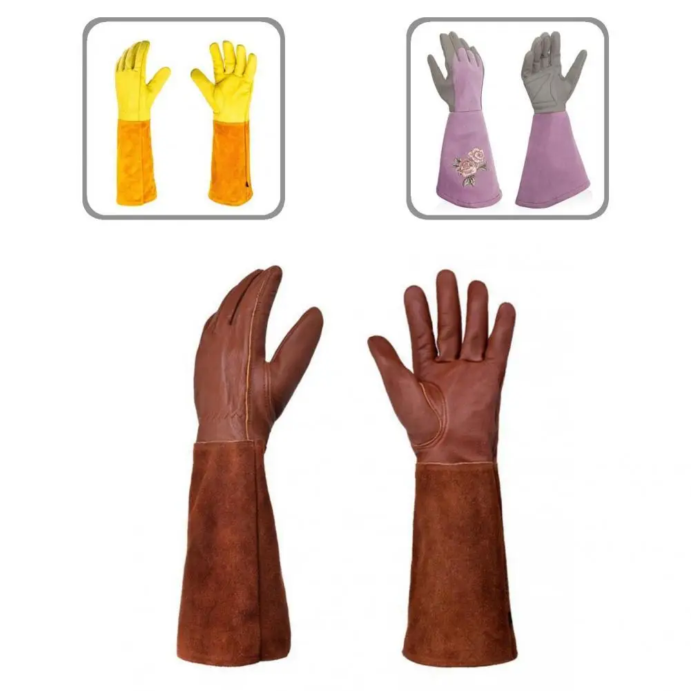Convenient Wide Application Faux Leather Universal Fine Knitted Gardening Glove Gardening Glove Trimming Glove 1 Pair