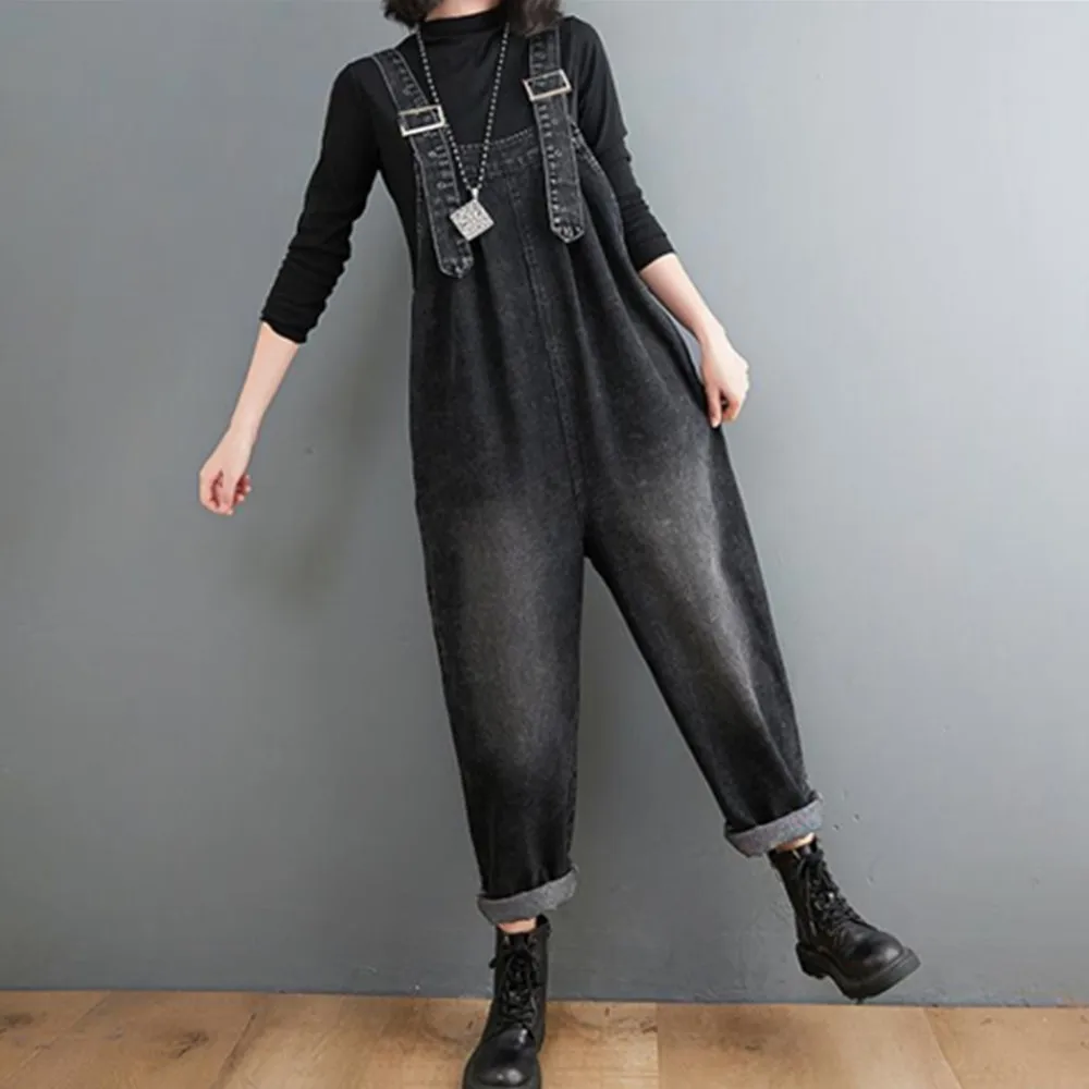 Джинсовый комбинезон женский джинсовый комбинезон-шаровары с широкими