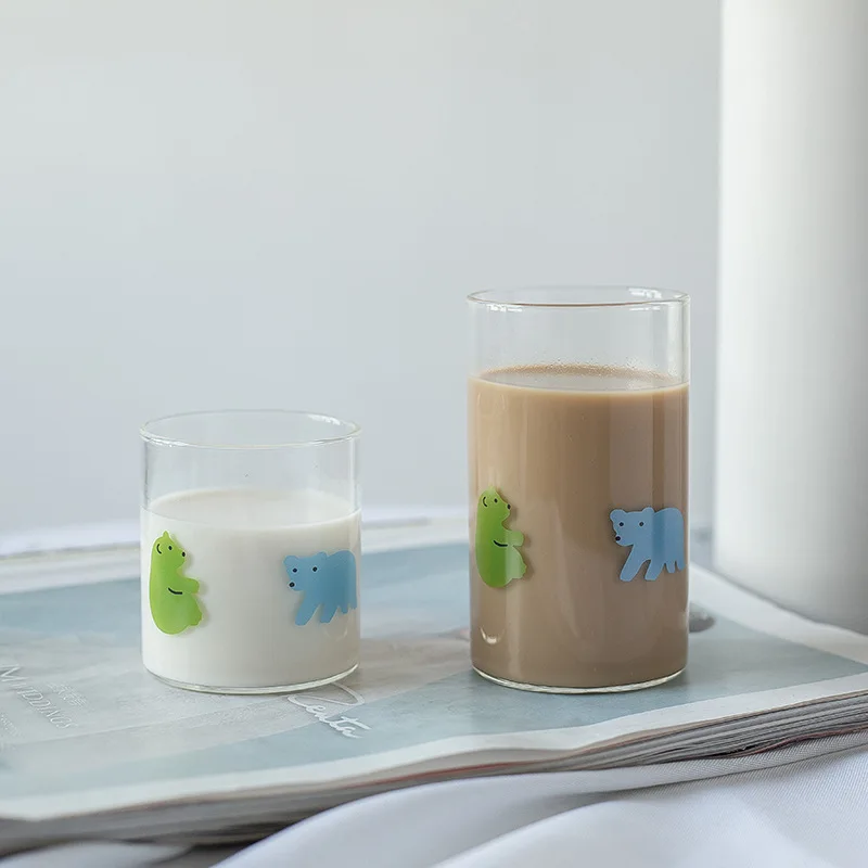

Korean Creative Heat-Resistant Glass Cute Bear Animal Print Children's Milk Cup Espresso Juice Cold Drink Hot Drink Drinkware