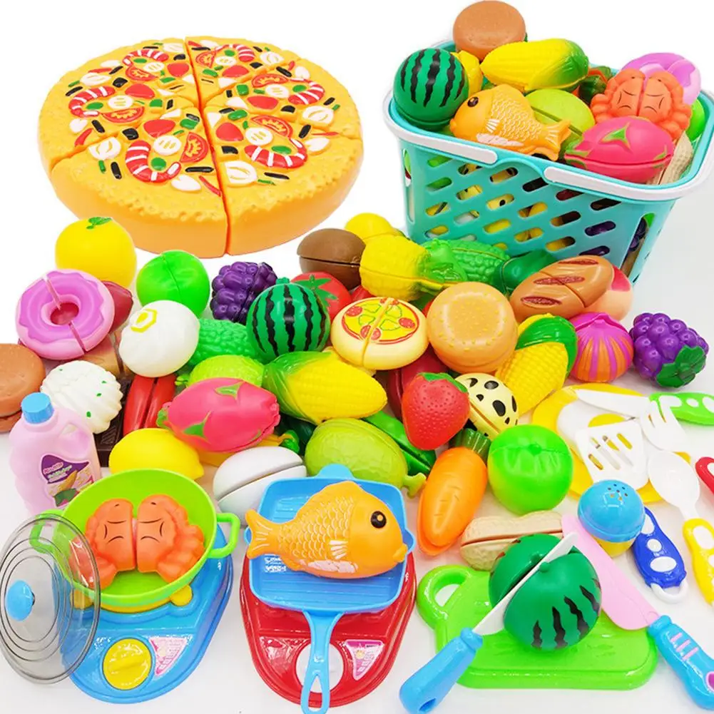 

30pcs/set Cutting Toys Play Cutting Food Kitchen Toy Cutting Fruits Vegetables Pretend Food Playset Early Learning Toy Kids Gift