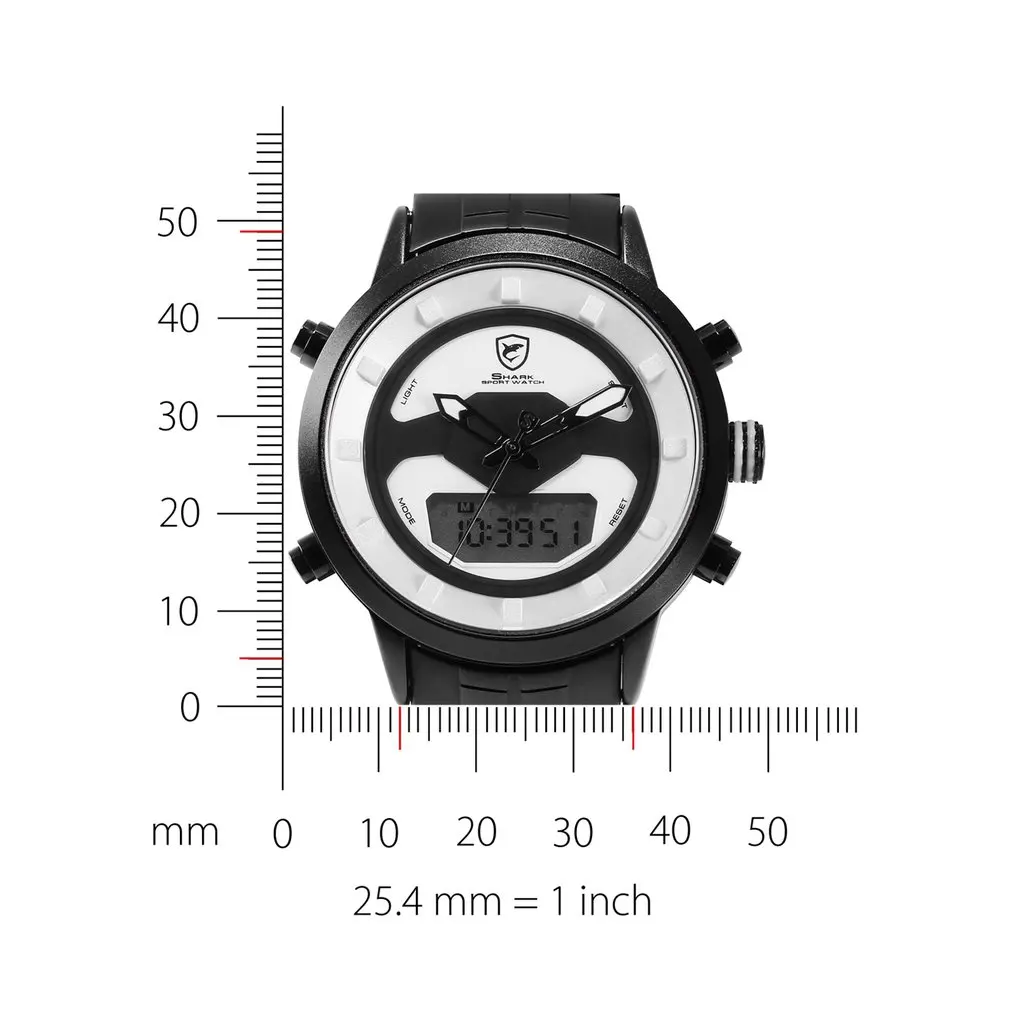 

Shark Sport Men Watch White Outdoor Hiking Men Digital Date LCD Electronic Quartz Steel Band Watches Chronograph Clock/SH555