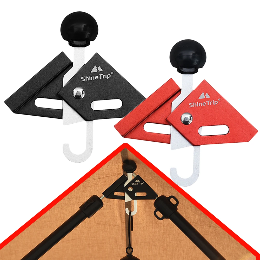 

Tent Pole Connector Aluminum Alloy Adjustable Angle Non-Slip Protection Cap w/ Hook Pyramid Tent Awning Pole Thimble Accessories