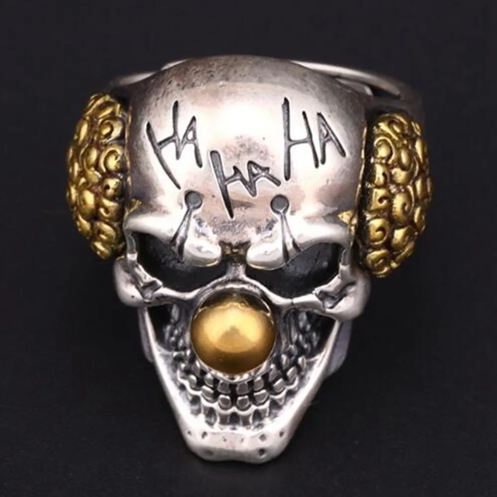Мужское готическое кольцо клоун из нержавеющей стали Винтажное в виде черепа