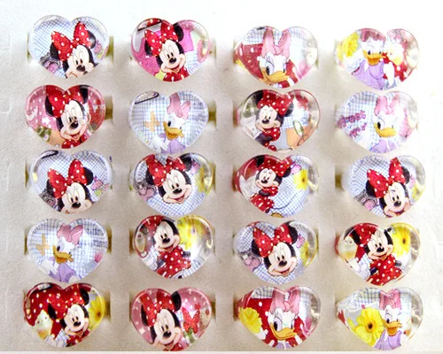 12 шт./лот акриловые Мультяшные кольца на пальцы для детей с изображением Минни