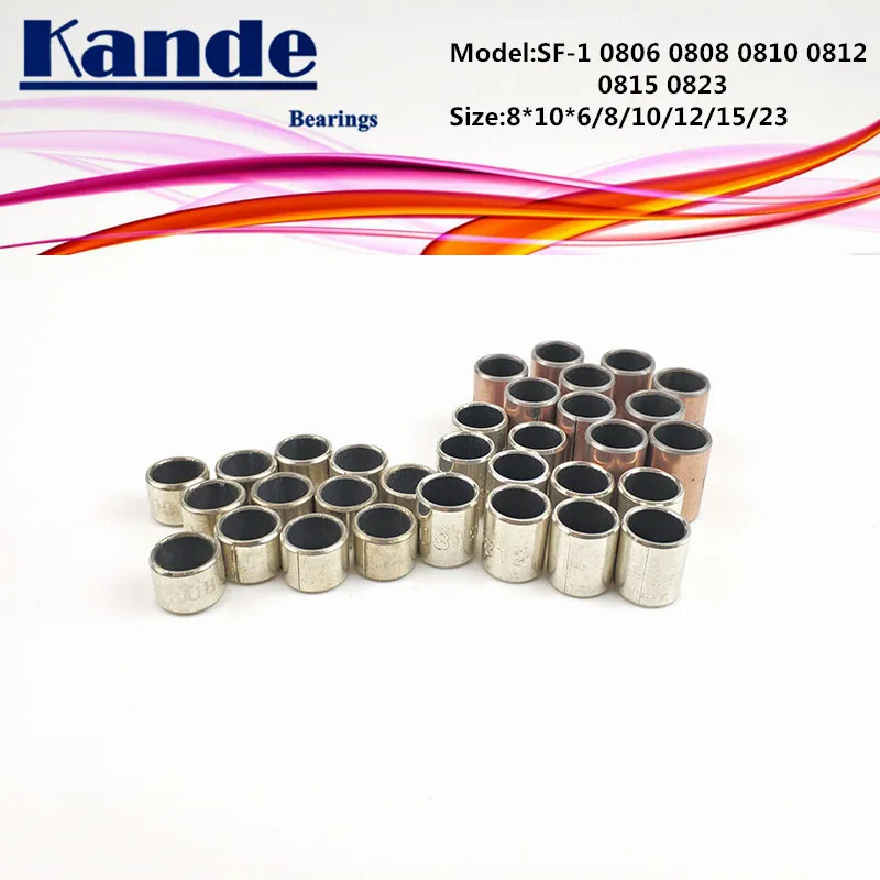 

SF-1 0806 0808 0810 0812 0815 0823 Self Lubricating Composite Sleeve Size 8*10*6 8 10 12 15 mm SF1 Kande Bearings