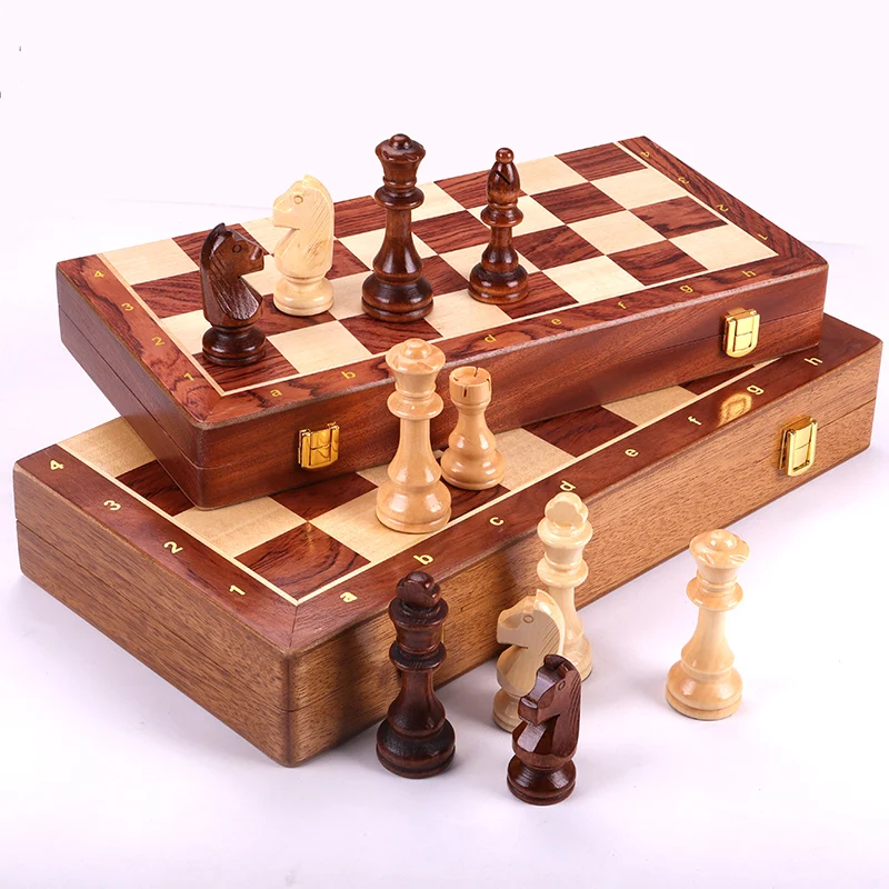 

Wood Collection Chess Set Folding Board Charms Tournament Minimalist Toy Gamer Travel Tabuleiro De Xadrez Family Games BK50GJ