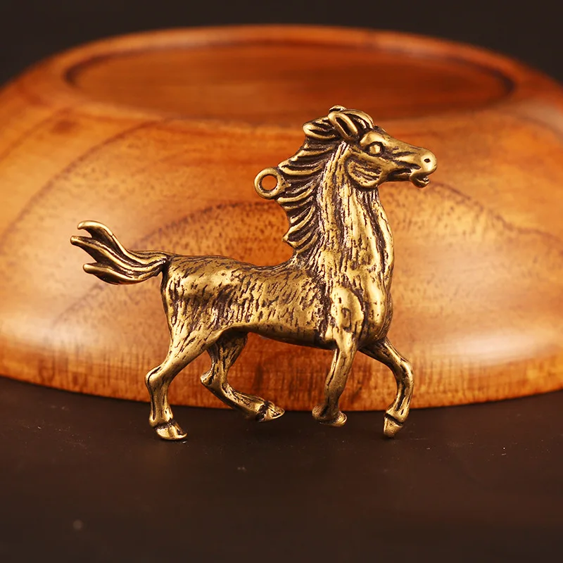 Китайский стиль креативные латунные беговые брелоки с лошадьми Подвески медные