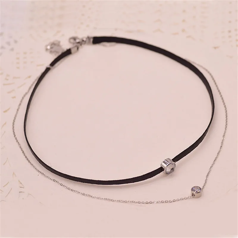 

YUN RUO Rose Gold Color Two Layers Zircon Pendant Necklace Fashion Titanium Steel Jewelry Woman Gift Never Fade Drop Shipping