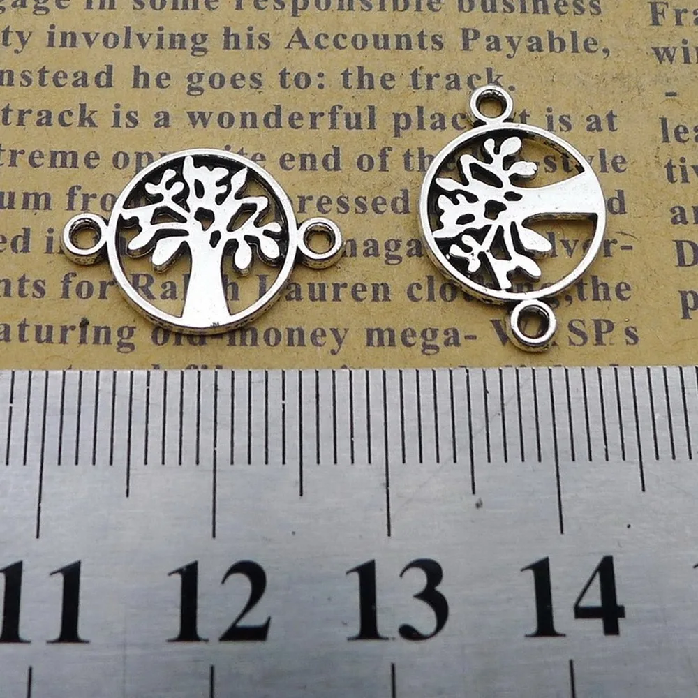 

300pcs Tree Charms 12mm x 18mm DIY Jewelry Making Pendant Antique Silver Color