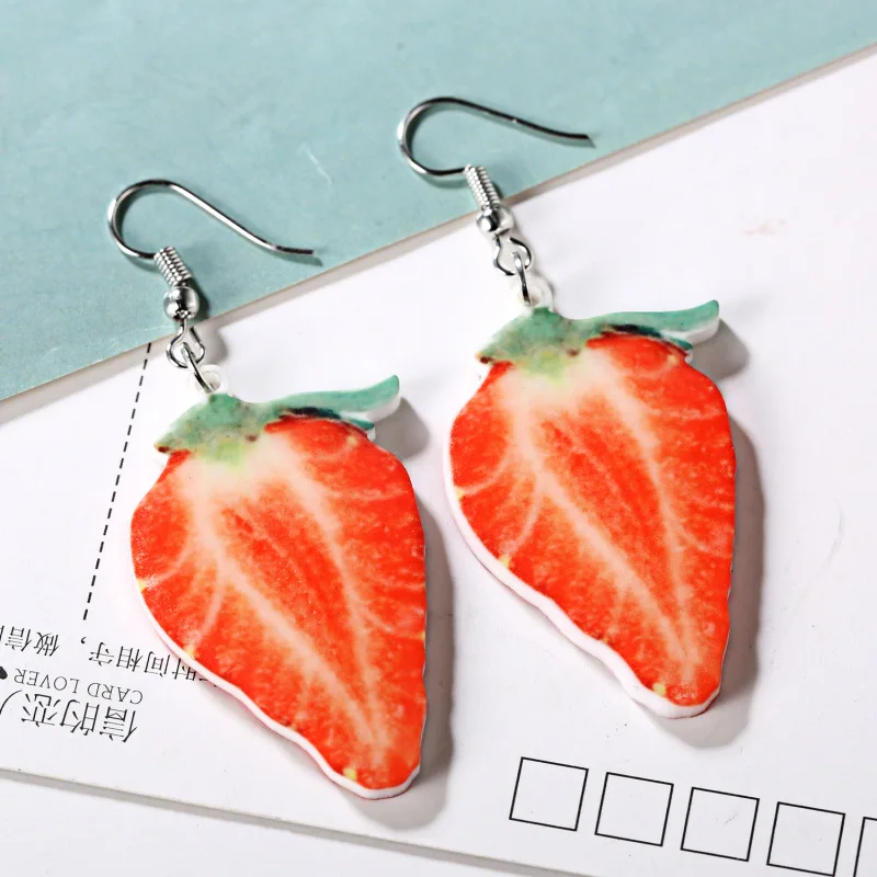 Акриловые Apple Ананас милый фруктовый серьги в виде капель с томатная Дракон киви
