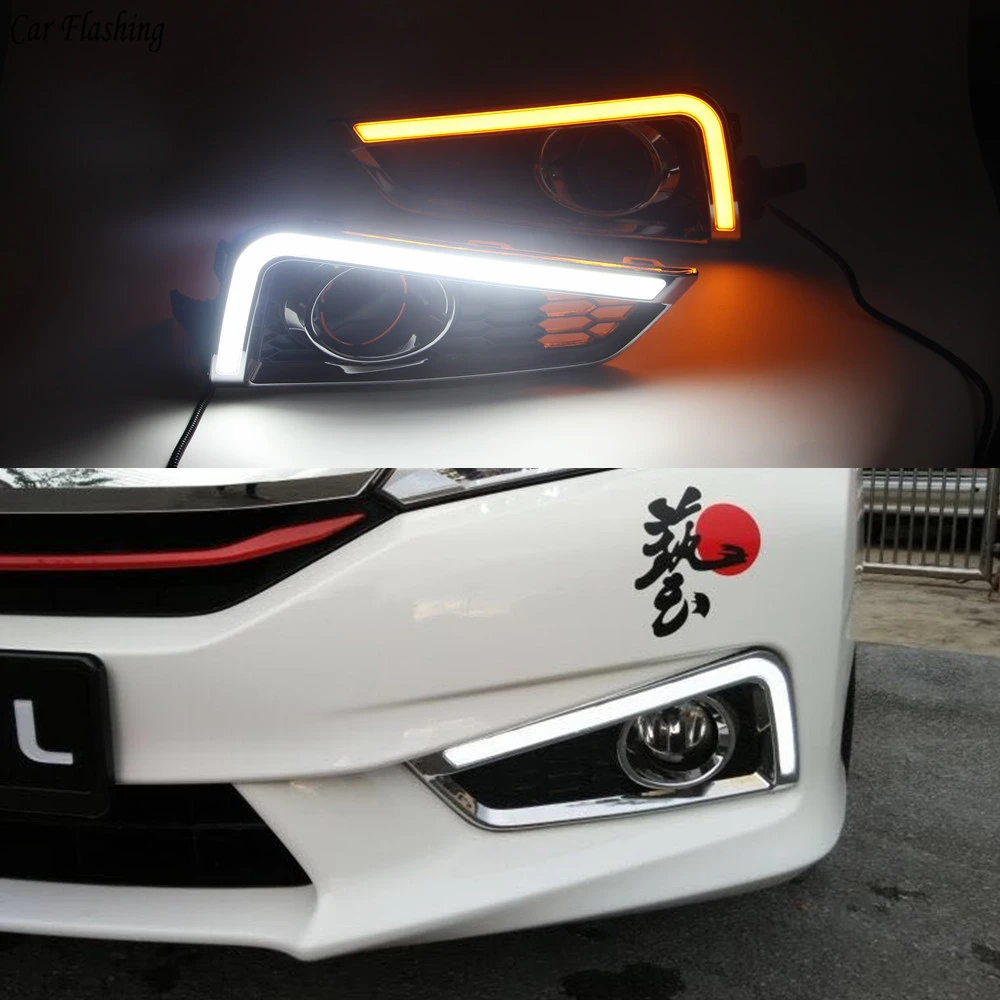 2 шт. Автомобильные светодиодные дневные ходовые огни для Honda City 2015 2016|Фара авто в