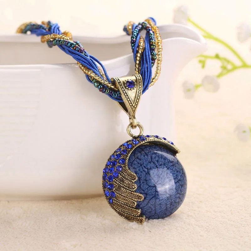 Ожерелья с подвеской из натурального камня золотого цвета металлическим