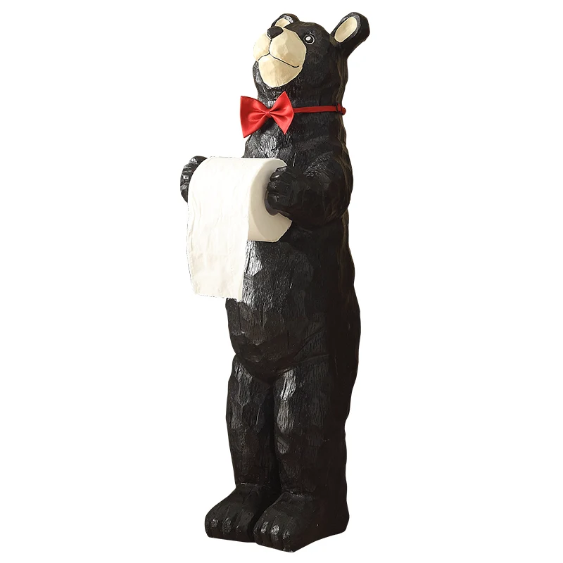 

76cm Creative Bear Napkin Holder Cartoon Animal Vertical Tissue Holder Washroom Home Decor Roll Paper Tissue Box Holder R3158