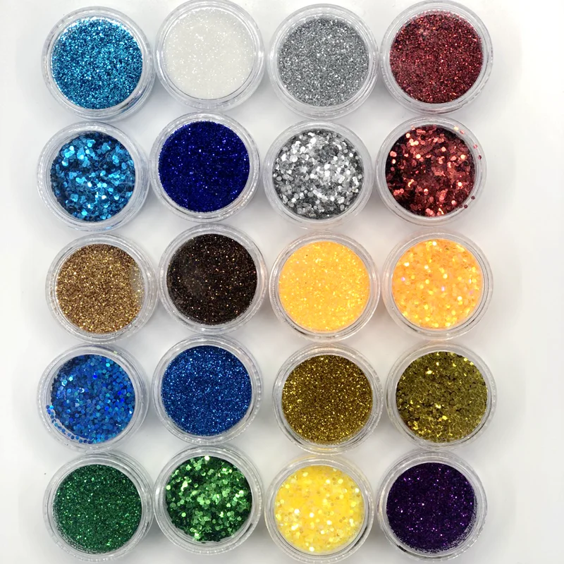 20 шт./компл. ногтей Блестящий порошок смешанный Цвета УФ Гель-лак для с блестками