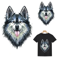 cute huskie dog iron on transfers patch for clothing animal thermoadhesive stickers diy fabric appliqu on t shirt ironning badge