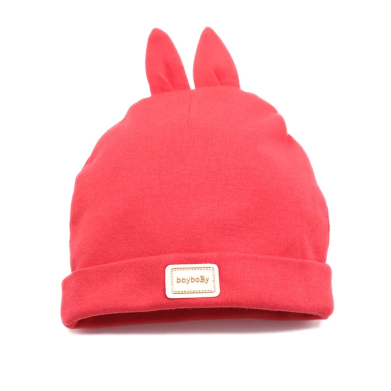 

Baby Soft Cotton Tire Hat Newborn Infant Solid Color Warm Cartoon Ear Beanie