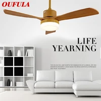 oufula wood ceiling fan lights modern simple led lamp with remote control for home living dining room