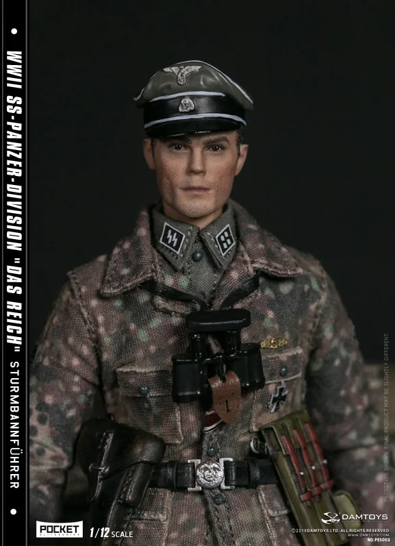 

POCKET ELITE SERIES 1/12 WWII SS-Panzer Division Das Reich PES003 German with Weapon Double Head Carving Full Set Action Figure