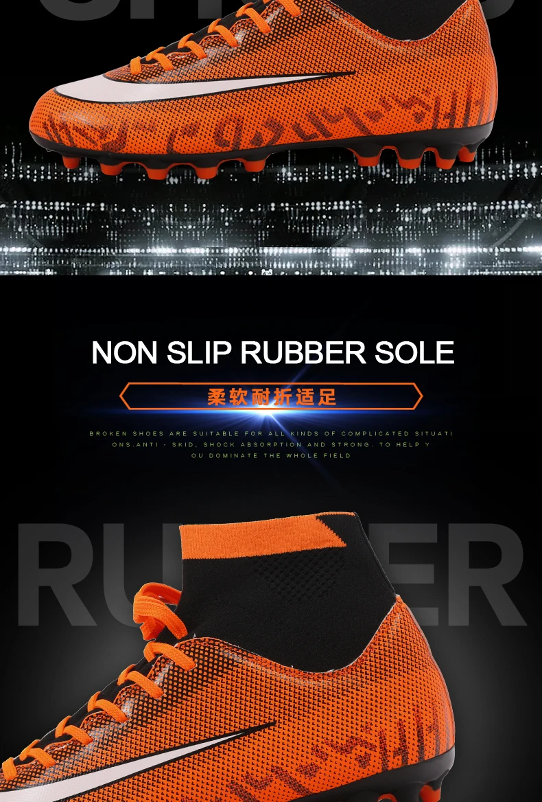 HoYeeLin Indoor Black Men Soccer Shoes Kids Cleats Training Football Boots High Ankle Sport Sneakers Size 35-45 Dropshippin