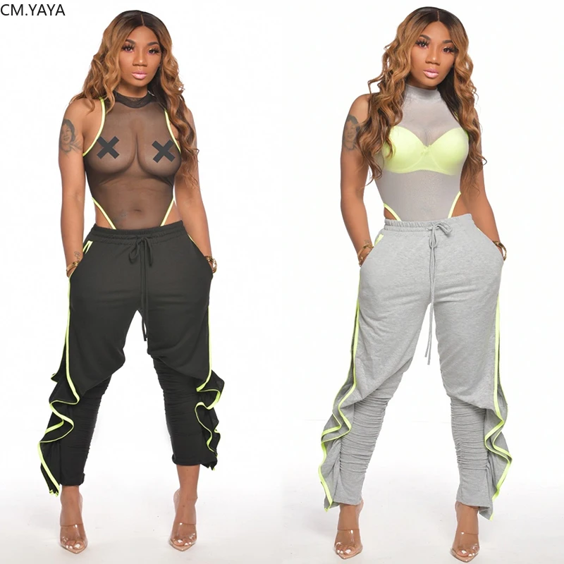 Женский спортивный костюм из двух предметов прозрачный сетчатый боди +