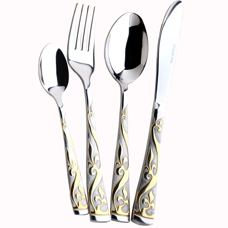 

Knife Fork and Spoon Set Stainless Steel Rose Gold Cutlery Silverware Eco Friendly Products Kitchen Gift Dinnerware Set