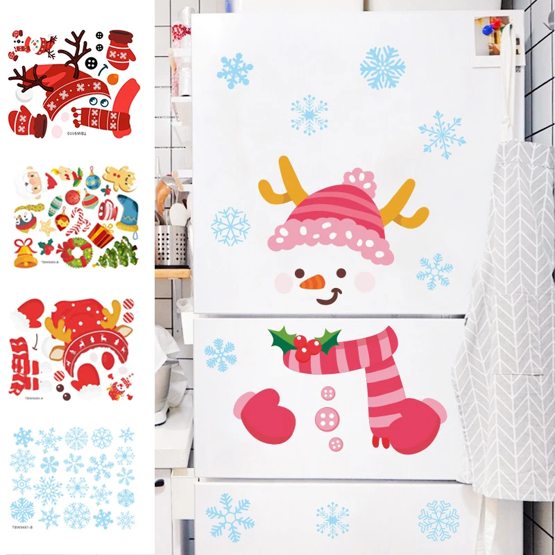 

Cartoon Snowman Christmas Refrigerator Magnets Cabinets Funny Stickers Cute Kitchen Garage Holiday Home Decor Door