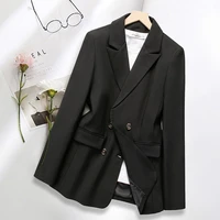peonfly casual double breasted blazer women office ladies blazer solid casual coat jacket long sleeve notched outwear coat