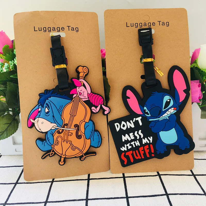 Брелок для ключей с мультяшным стичем брелок из ПВХ бирка багажа Eeyore посадочный
