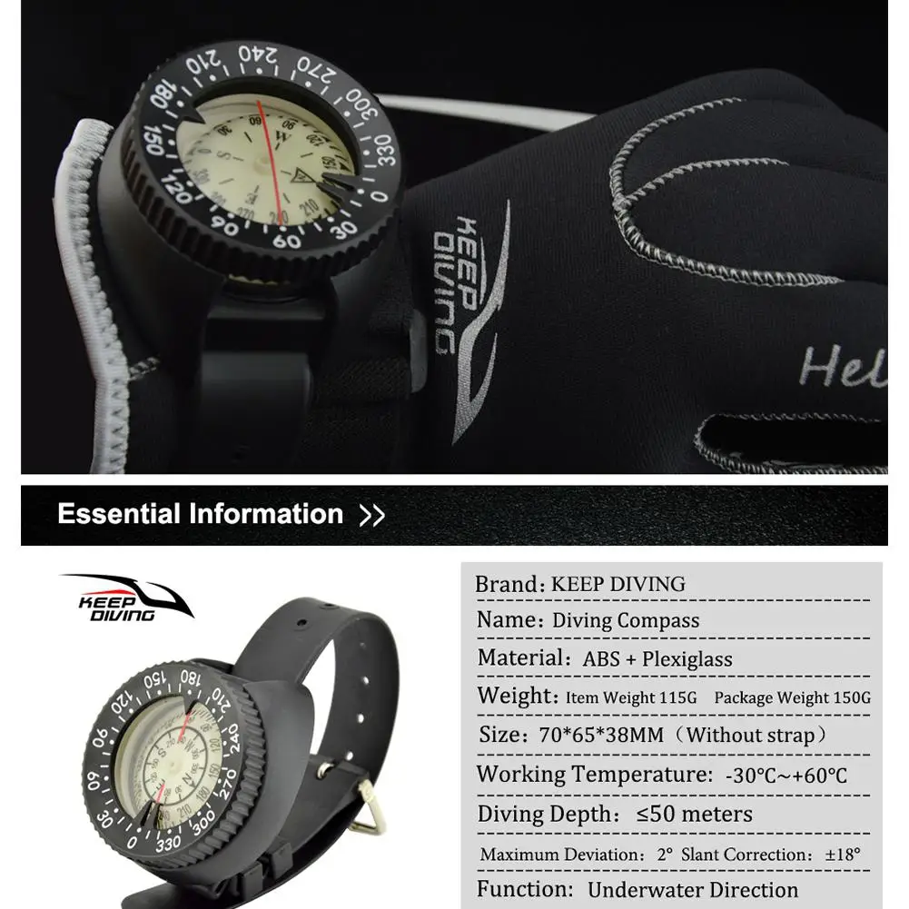 

HiMISS High Magnetic 50M Waterproof Mini Wristwatch Design Compass Lightweight Portable Plastic North Arrow Diving Water