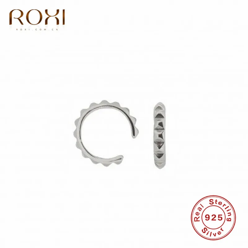 ROXI 1 пара сережек с заклепками и шипами, простые серьги с ушками, не проколочные серьги, кольцо с шумом, серьги из стерлингового серебра 925 пробы для женщин