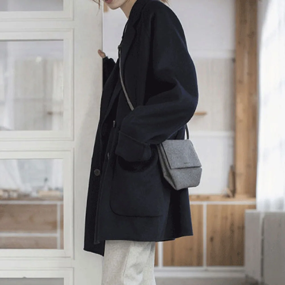 

2020 Autumn And Winter Overcoat Double-sided Cashmere Coat Korean Style Lazy Loose Simple Literary Wool Coat Women Coat Tide