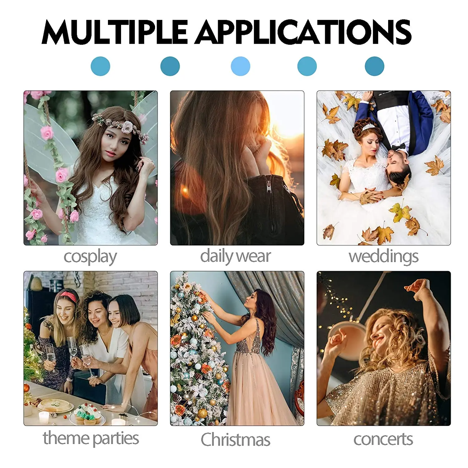 

DAN BO Gradient long straight hair wig ladies party high temperature resistant glue-free wig cospaly wig