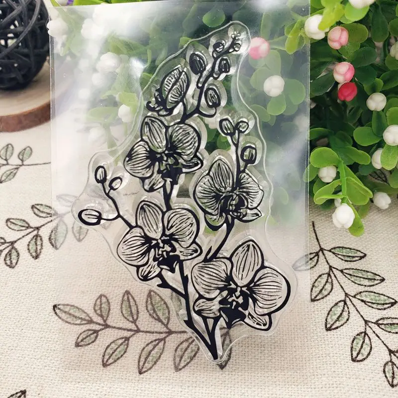 Phalaenopsis силиконовый прозрачный Печатный штамп DIY Скрапбукинг рельефная