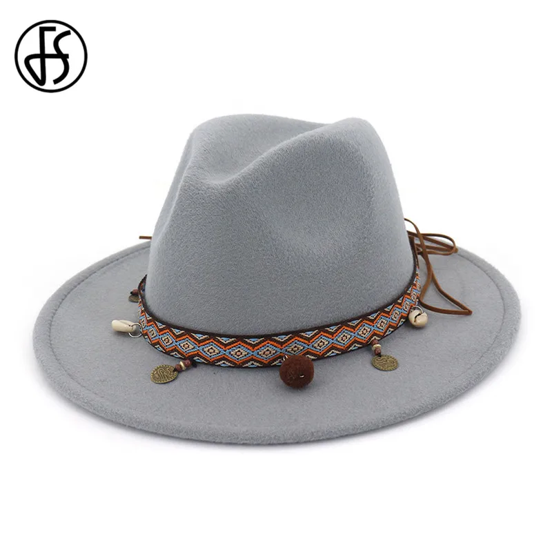Женская винтажная шерстяная Панама сомбреро FS теплая шапка в национальном стиле