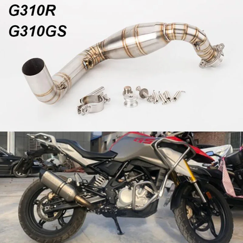 

51mm Stainless Steel Motorcycle Full Exhaust Middle Pipe Contact Mid Link Pipe Muffler Slip On For G310GS G310R