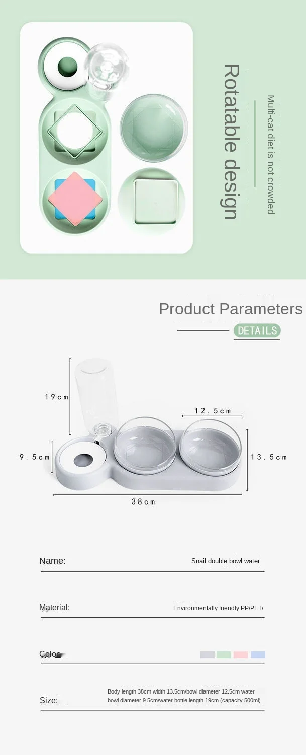 

Automatic Cat Bowl Water Dispenser Water Storage Pet Dog Cat Food Bowl Food Container with Waterer Pet Waterer Feeder